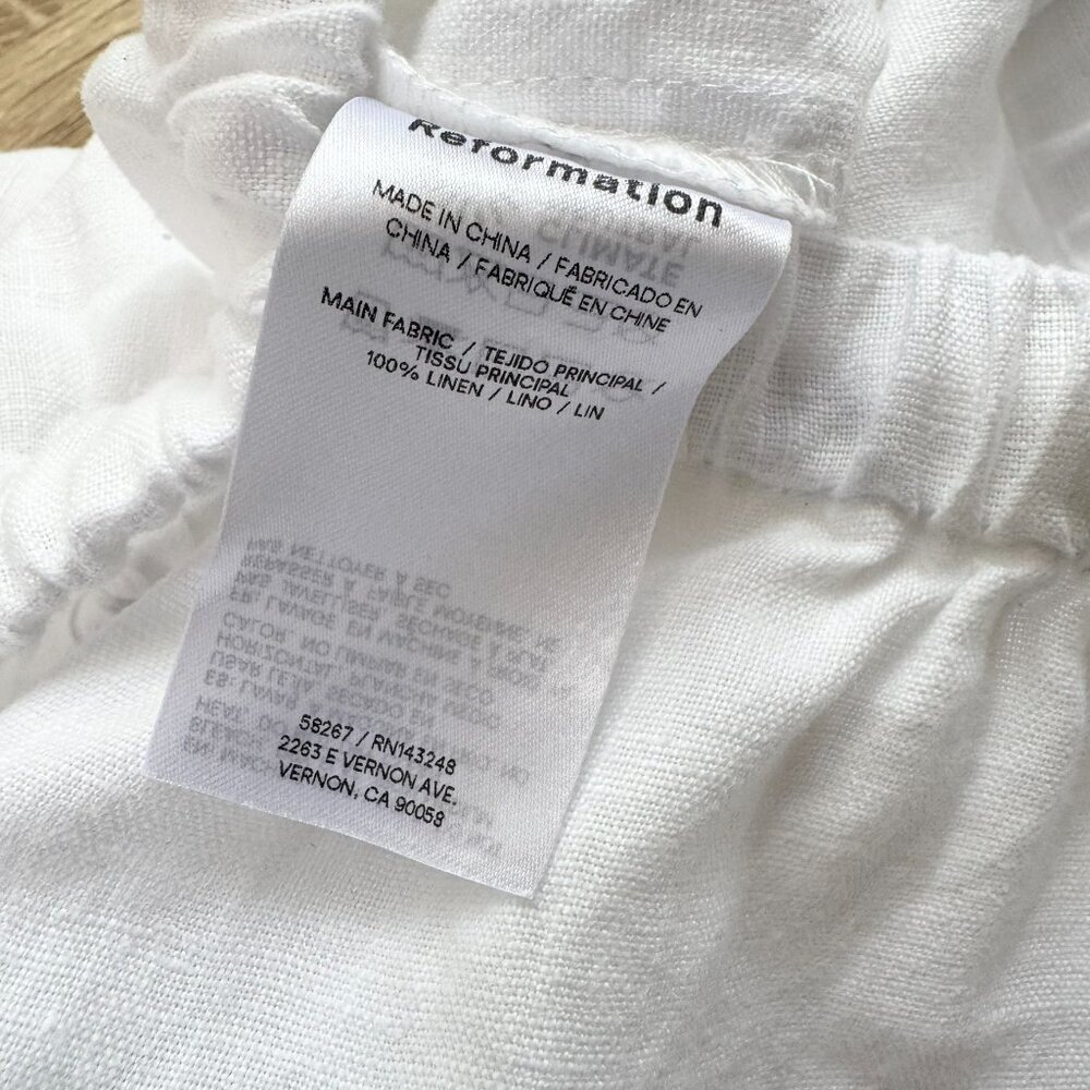 NWT Reformation Olina Linen Pants White Small - Picture 9 of 11